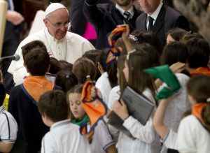 Pope Francis among children